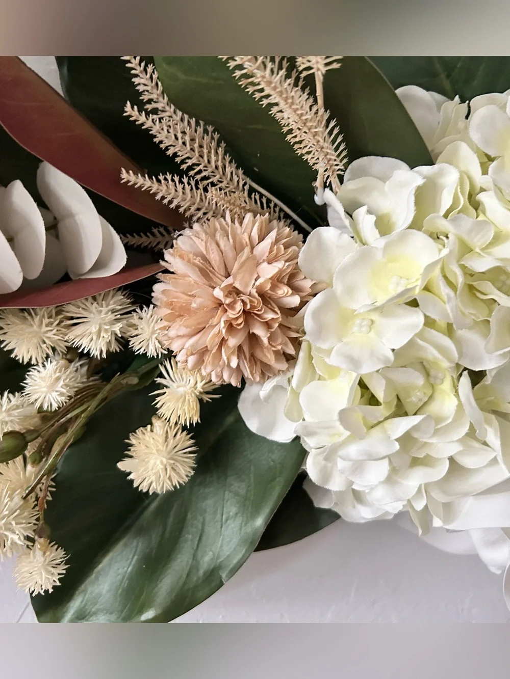 Large Neutral Cream Green Floral Wall Hanging boho farmhouse home decor natural
